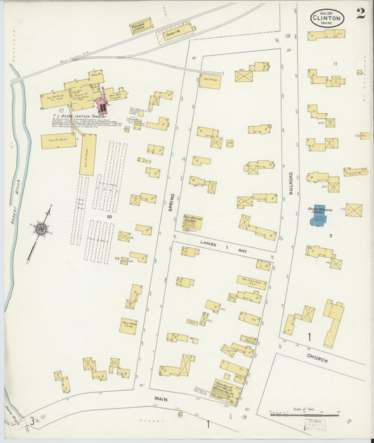 Sanborn Fire Insurance Map from Clinton, Kennebec County, Maine (1911), Sheet #0002 - Historic Sanborn Fire Insurance Map Print, vintage old map wall art, antique decor, genealogy gift, Maine Maine map