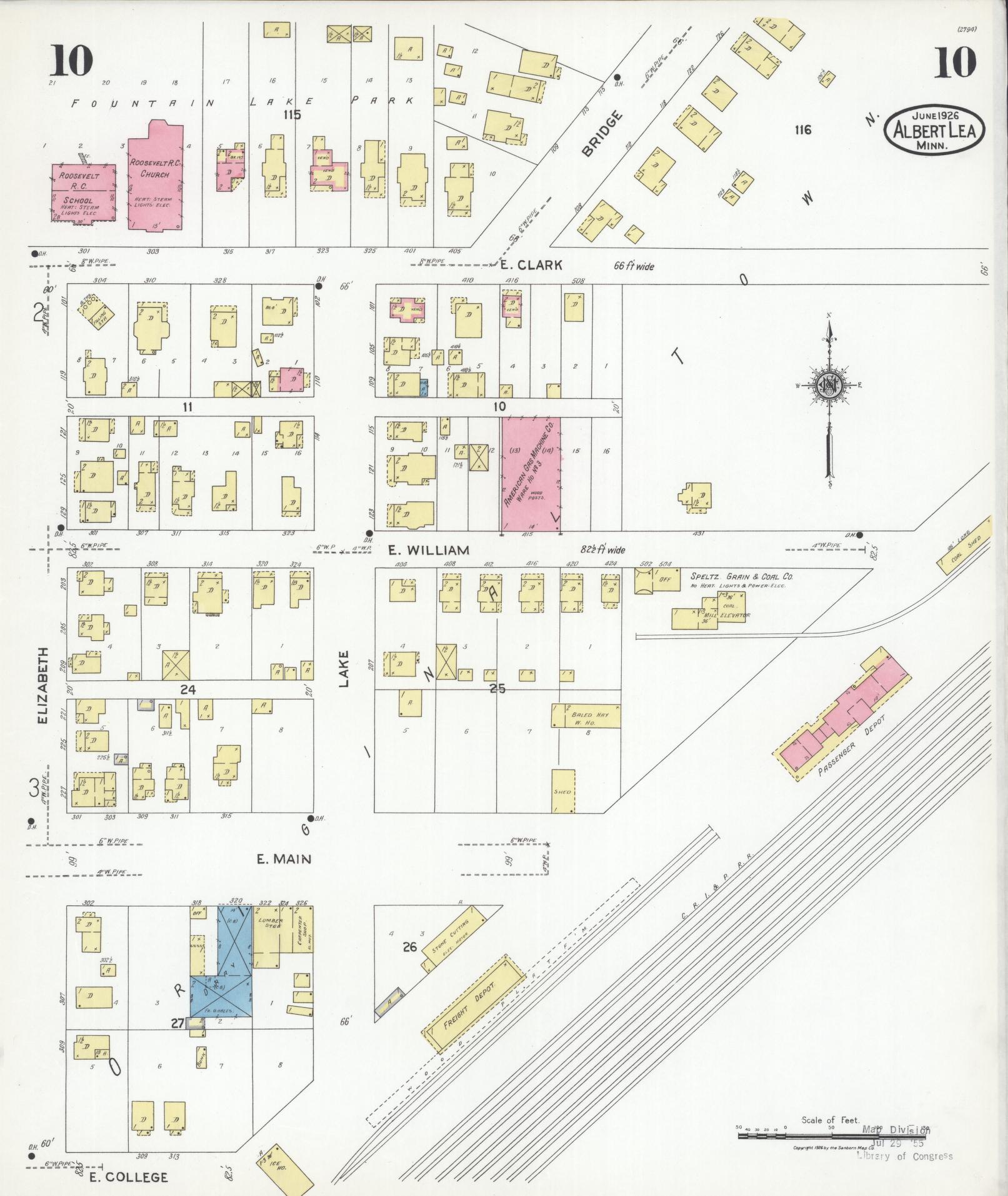 Sanborn Fire Insurance Map from Albert Lea, Freeborn County, Minnesota (1926), Sheet #0010 - Complete Map Set gallery image, historic Sanborn map, vintage wall art, Minnesota Minnesota