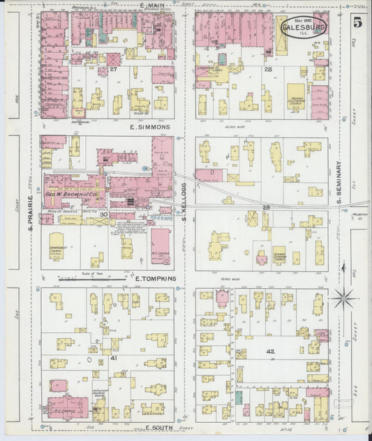 Sanborn Fire Insurance Map from Galesburg, Knox County, Illinois (1892), Sheet #0005 - Historic Sanborn Fire Insurance Map Print, vintage old map wall art, antique decor, genealogy gift, Illinois Illinois map