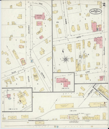 Sanborn Fire Insurance Map from Sun Prairie, Dane County, Wisconsin (1905), Sheet #0002 - Historic Sanborn Fire Insurance Map Print, vintage old map wall art, antique decor, genealogy gift, Wisconsin Wisconsin map