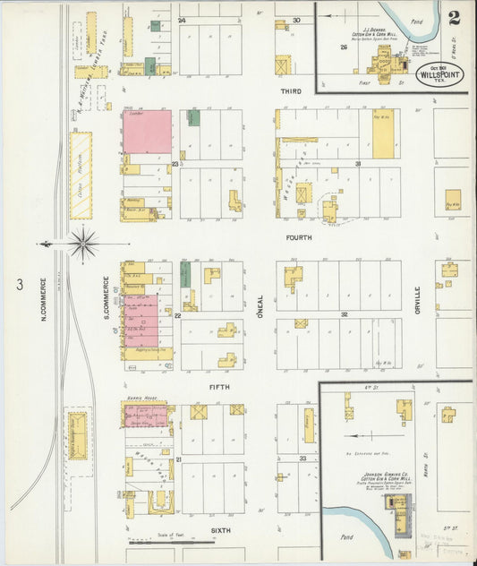 Sanborn Fire Insurance Map from Wills Point, Van Zandt County, Texas (1901), Sheet #0002 - Historic Sanborn Fire Insurance Map Print, vintage old map wall art, antique decor, genealogy gift, Texas Texas map