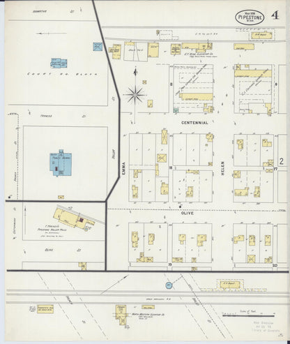Sanborn Fire Insurance Map from Pipestone, Pipestone County, Minnesota (1898), Sheet #0004 - Historic Sanborn Fire Insurance Map Print, vintage old map wall art, antique decor, genealogy gift, Minnesota Minnesota map