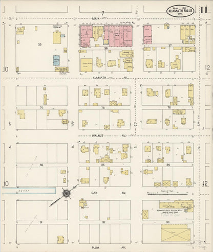Sanborn Fire Insurance Map from Klamath Falls, Klamath County, Oregon (1911), Sheet #0011 - Complete Map Set gallery image, historic Sanborn map, vintage wall art, Oregon Oregon