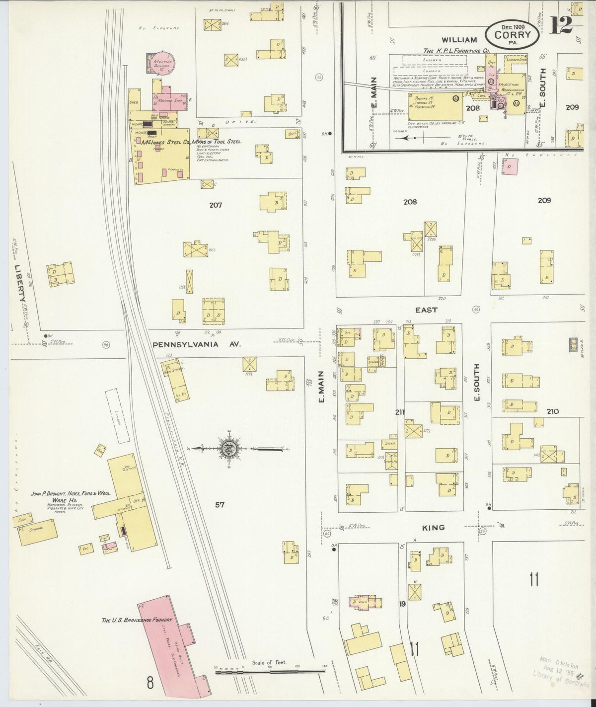Sanborn Fire Insurance Map from Corry, Erie County, Pennsylvania (1909), Sheet #0012 - Complete Map Set gallery image, historic Sanborn map, vintage wall art, Pennsylvania Pennsylvania