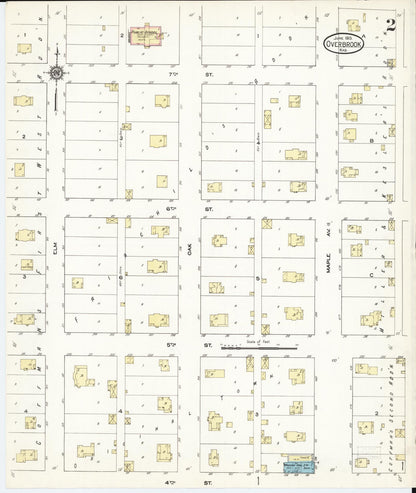 Sanborn Fire Insurance Map from Overbrook, Osage County, Kansas (1913), Sheet #0002 - Complete Map Set gallery image, historic Sanborn map, vintage wall art, Kansas Kansas