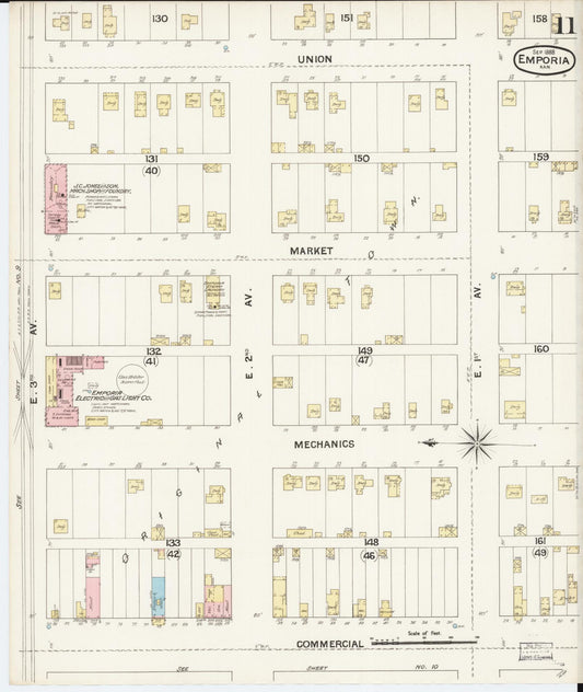 Sanborn Fire Insurance Map from Emporia, Lyon County, Kansas (1888), Sheet #0011 - Historic Sanborn Fire Insurance Map Print, vintage old map wall art, antique decor, genealogy gift, Kansas Kansas map