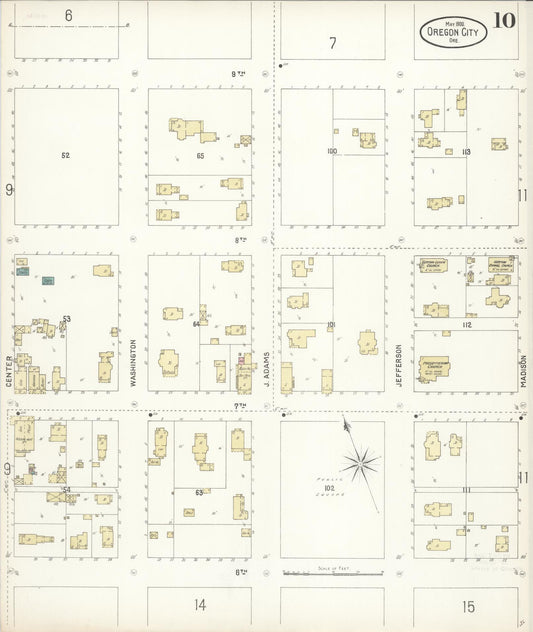 Sanborn Fire Insurance Map from Oregon City, Clackamas County, Oregon (1900), Sheet #0010 - Historic Sanborn Fire Insurance Map Print, vintage old map wall art, antique decor, genealogy gift, Oregon Oregon map