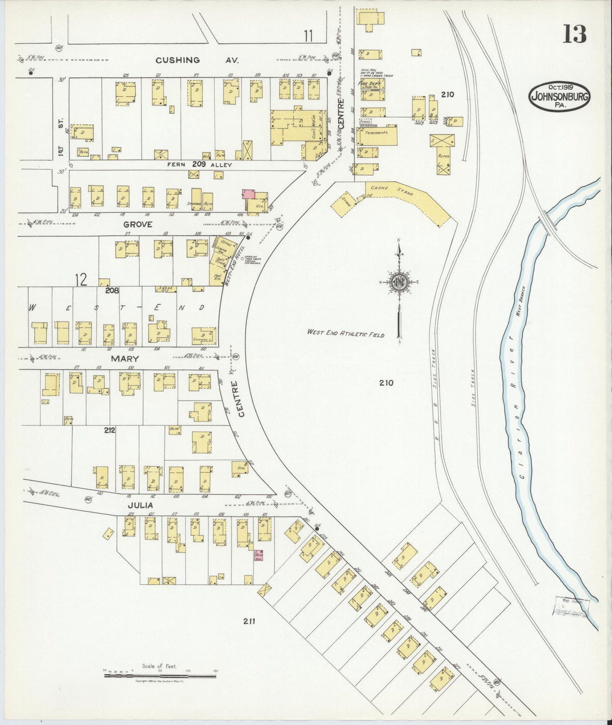 Sanborn Fire Insurance Map from Johnsonburg, Elk County, Pennsylvania (1919), Sheet #0013 - Complete Map Set gallery image, historic Sanborn map, vintage wall art, Pennsylvania Pennsylvania