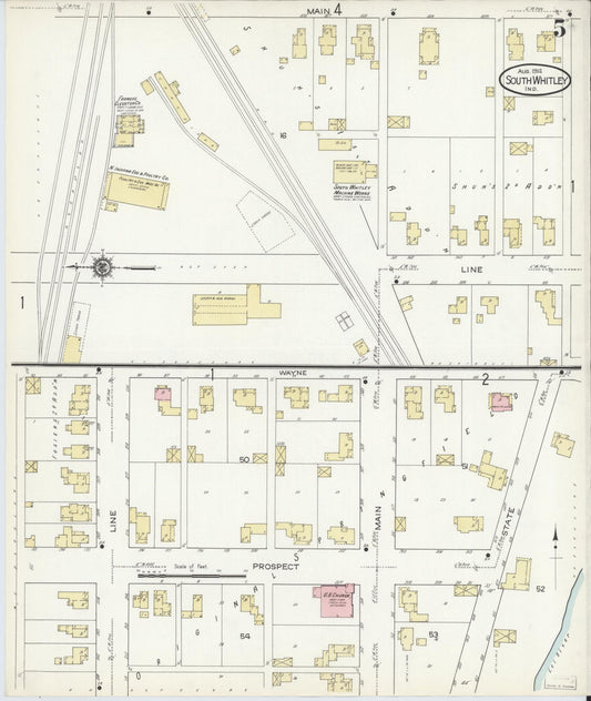 Sanborn Fire Insurance Map from South Whitley, Whitley County, Indiana (1914), Sheet #0005 - Historic Sanborn Fire Insurance Map Print, vintage old map wall art, antique decor, genealogy gift, Indiana Indiana map