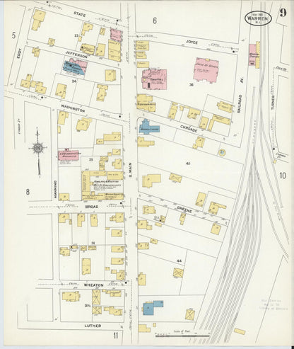 Sanborn Fire Insurance Map from Warren, Bristol County, Rhode Island (1911), Sheet #0009 - Complete Map Set gallery image, historic Sanborn map, vintage wall art, Rhode Island Rhode Island