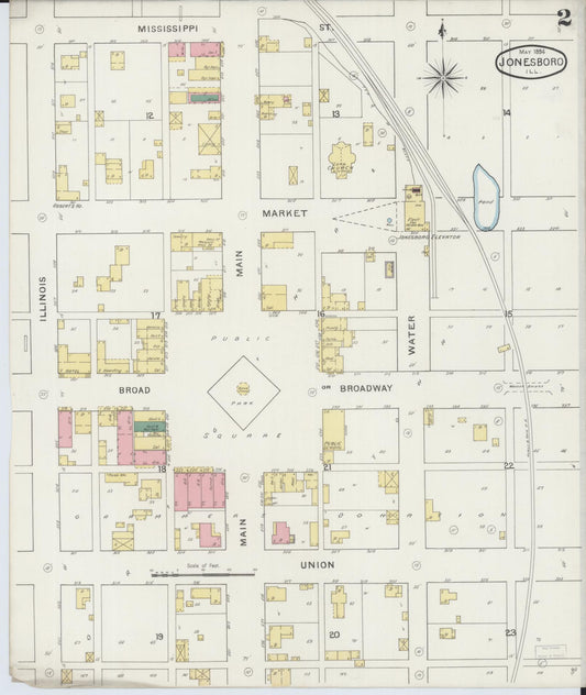 Sanborn Fire Insurance Map from Jonesboro, Union County, Illinois (1894), Sheet #0002 - Historic Sanborn Fire Insurance Map Print, vintage old map wall art, antique decor, genealogy gift, Illinois Illinois map