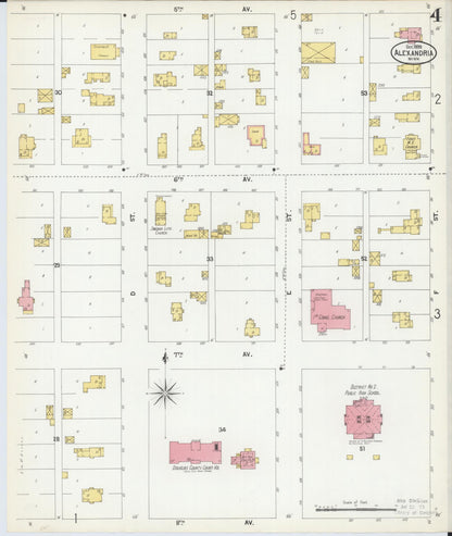 Sanborn Fire Insurance Map from Alexandria, Douglas County, Minnesota (1899), Sheet #0004 - Complete Map Set gallery image, historic Sanborn map, vintage wall art, Minnesota Minnesota