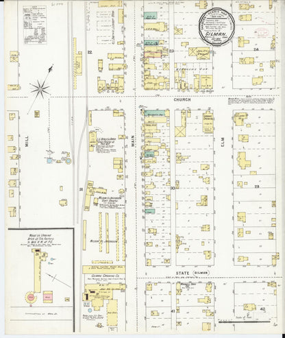 Sanborn Fire Insurance Map from Gilman, Marshall County, Iowa (1895), Sheet #0001 - Historic Sanborn Fire Insurance Map Print, vintage old map wall art