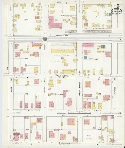 Sanborn Fire Insurance Map from Laredo, Webb County, Texas (1916), Sheet #0005 - Complete Map Set gallery image, historic Sanborn map, vintage wall art, Texas Texas