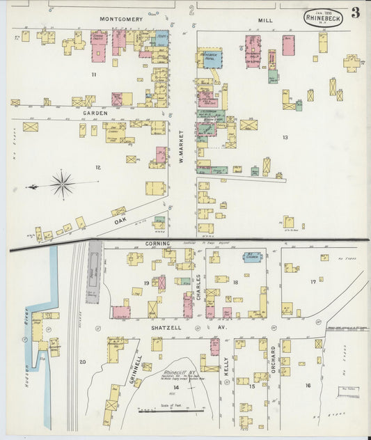 Sanborn Fire Insurance Map from Rhinebeck, Dutchess County, New York (1895), Sheet #0003 - Historic Sanborn Fire Insurance Map Print, vintage old map wall art, antique decor, genealogy gift, New York New York map