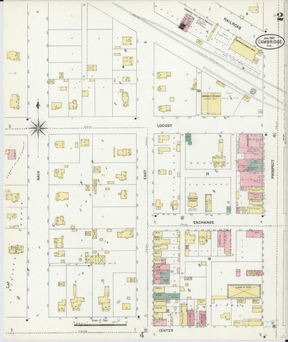 Sanborn Fire Insurance Map from Cambridge, Henry County, Illinois (1907), Sheet #0002 - Historic Sanborn Fire Insurance Map Print, vintage old map wall art, antique decor, genealogy gift, Illinois Illinois map