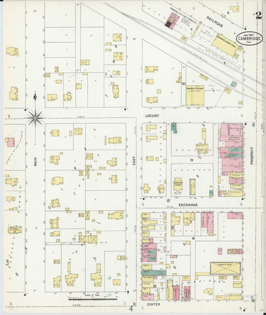 Sanborn Fire Insurance Map from Cambridge, Henry County, Illinois (1907), Sheet #0002 - Historic Sanborn Fire Insurance Map Print, vintage old map wall art, antique decor, genealogy gift, Illinois Illinois map