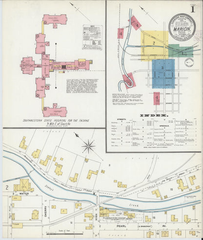 Sanborn Fire Insurance Map from Marion, Smyth County, Virginia (1902), Sheet #0001 - Complete Map Set gallery image, historic Sanborn map, vintage wall art, Virginia Virginia