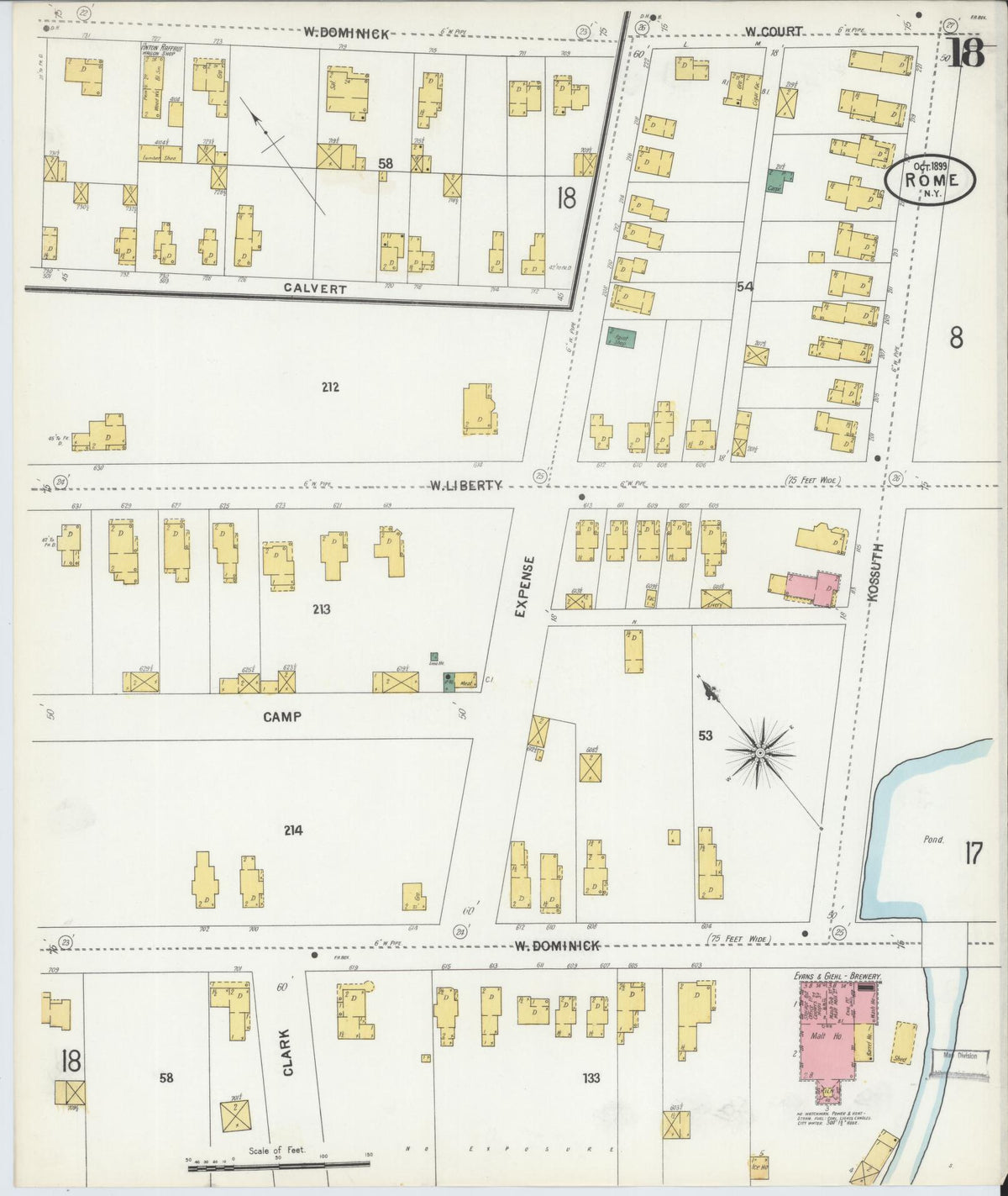 Sanborn Fire Insurance Map from Rome, Oneida County, New York (1899), Sheet #0018 - Complete Map Set gallery image, historic Sanborn map, vintage wall art, New York New York