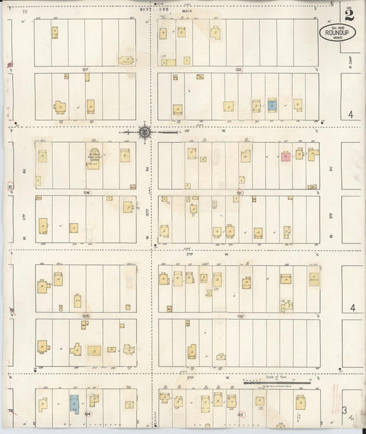 Sanborn Fire Insurance Map from Roundup, Musselshell County, Montana (1944), Sheet #0002 - Historic Sanborn Fire Insurance Map Print, vintage old map wall art, antique decor, genealogy gift, Montana Montana map