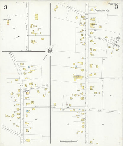Sanborn Fire Insurance Map from Cumberland, Providence County, Rhode Island (1934), Sheet #0003 - Complete Map Set gallery image, historic Sanborn map, vintage wall art, Rhode Island Rhode Island