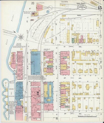 Sanborn Fire Insurance Map from Sterling, Whiteside County, Illinois (1903), Sheet #0015 - Complete Map Set gallery image, historic Sanborn map, vintage wall art, Illinois Illinois