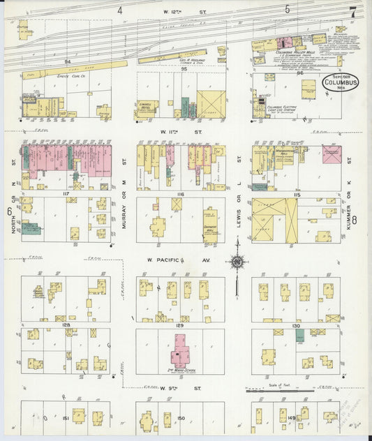 Sanborn Fire Insurance Map from Columbus, Platte County, Nebraska (1909), Sheet #0007 - Historic Sanborn Fire Insurance Map Print, vintage old map wall art, antique decor, genealogy gift, Nebraska Nebraska map