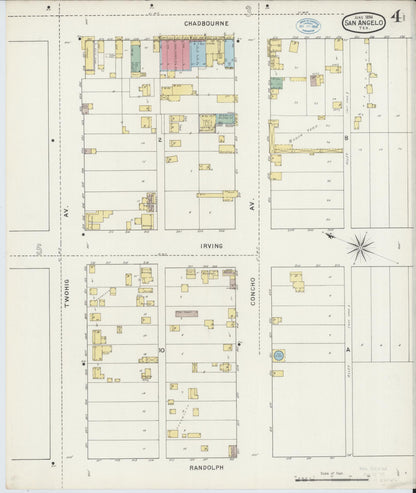 Sanborn Fire Insurance Map from San Angelo, Tom Green County, Texas (1894), Sheet #0004 - Complete Map Set gallery image, historic Sanborn map, vintage wall art, Texas Texas