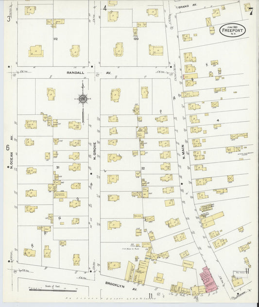 Sanborn Fire Insurance Map from Freeport, Nassau County, New York (1910), Sheet #0007 - Historic Sanborn Fire Insurance Map Print, vintage old map wall art, antique decor, genealogy gift, New York New York map