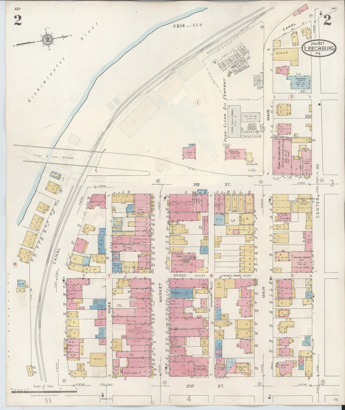 Sanborn Fire Insurance Map from Leechburg, Armstrong County, Pennsylvania (1943), Sheet #0002 - Historic Sanborn Fire Insurance Map Print, vintage old map wall art, antique decor, genealogy gift, Pennsylvania Pennsylvania map