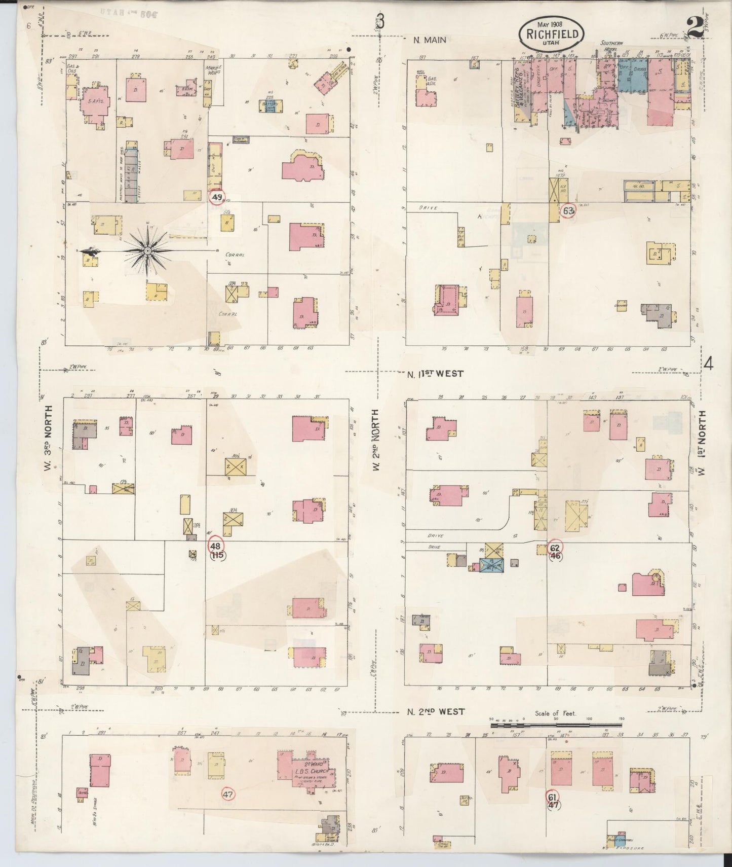 Sanborn Fire Insurance Map from Richfield, Sevier County, Utah (1930), Sheet #0002 - Historic Sanborn Fire Insurance Map Print, vintage old map wall art, antique decor, genealogy gift, Utah Utah map