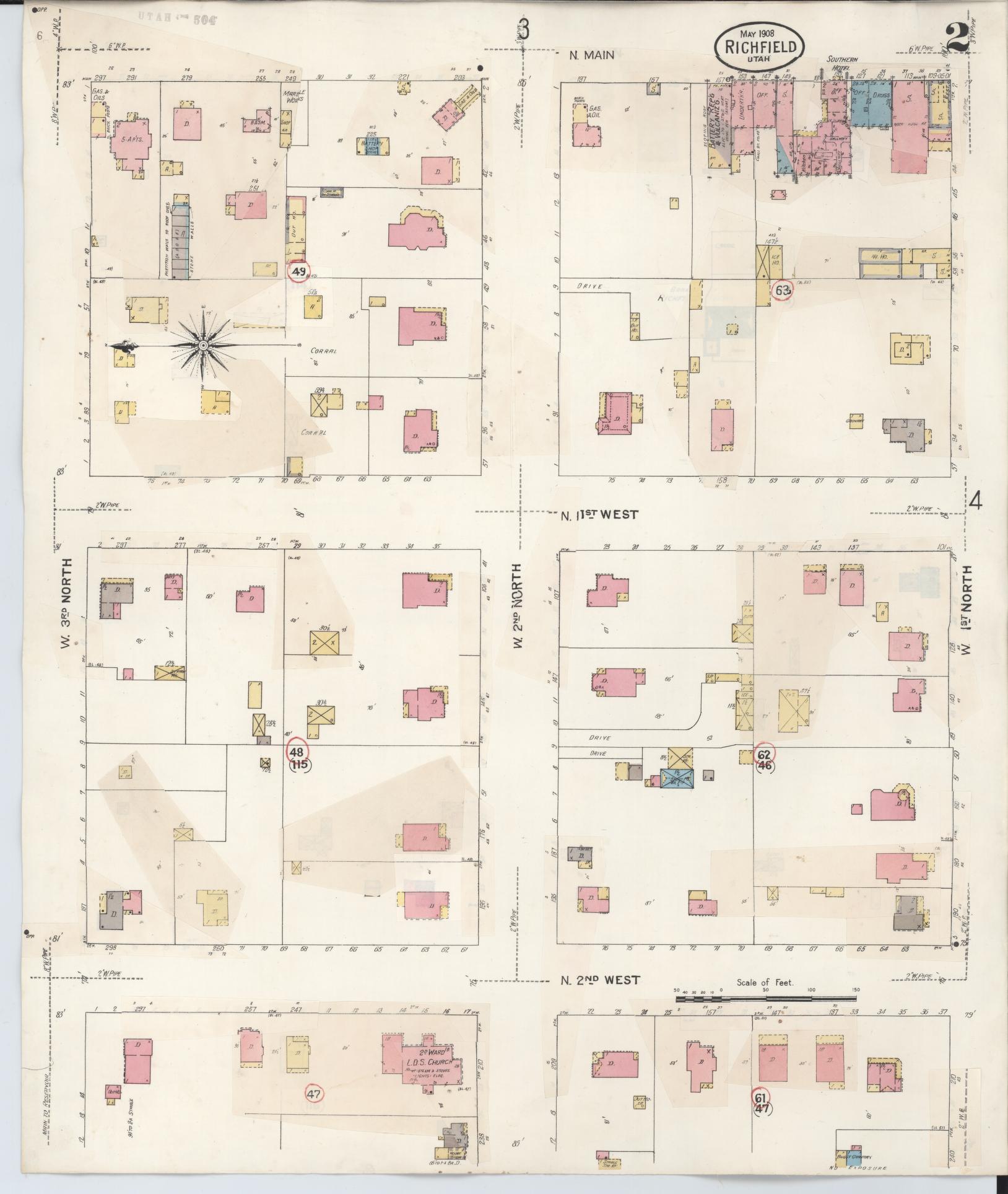 Sanborn Fire Insurance Map from Richfield, Sevier County, Utah (1930), Sheet #0002 - Historic Sanborn Fire Insurance Map Print, vintage old map wall art, antique decor, genealogy gift, Utah Utah map