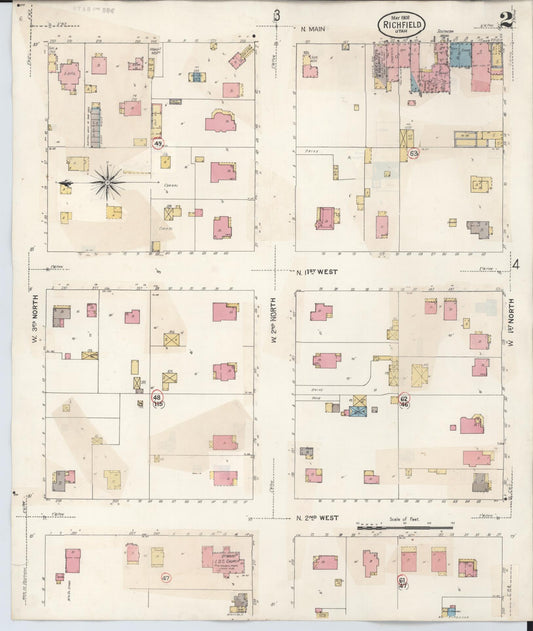Sanborn Fire Insurance Map from Richfield, Sevier County, Utah (1930), Sheet #0002 - Historic Sanborn Fire Insurance Map Print, vintage old map wall art, antique decor, genealogy gift, Utah Utah map