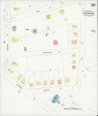 Sanborn Fire Insurance Map from Swarthmore, Delaware County, Pennsylvania (1909), Sheet #0010 - Complete Map Set gallery image, historic Sanborn map, vintage wall art, Pennsylvania Pennsylvania