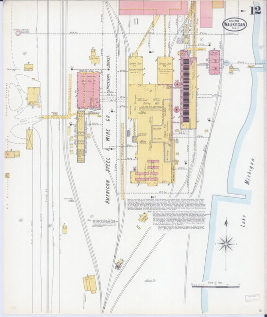 Sanborn Fire Insurance Map from Waukegan, Lake County, Illinois (1900), Sheet #0012 - Historic Sanborn Fire Insurance Map Print, vintage old map wall art, antique decor, genealogy gift, Illinois Illinois map