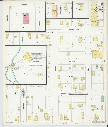 Sanborn Fire Insurance Map from Gladwin, Gladwin County, Michigan (1909), Sheet #0003 - Complete Map Set gallery image, historic Sanborn map, vintage wall art, Michigan Michigan