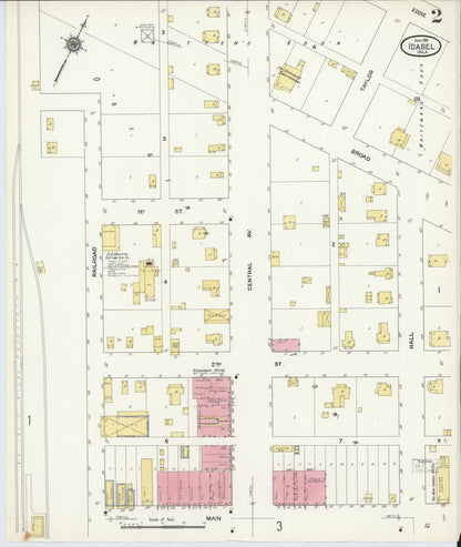 Sanborn Fire Insurance Map from Idabel, McCurtain County, Oklahoma (1911), Sheet #0002 - Complete Map Set gallery image, historic Sanborn map, vintage wall art, Oklahoma Oklahoma