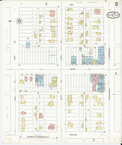 Sanborn Fire Insurance Map from Newton, Harvey County, Kansas (1896), Sheet #0002 - Complete Map Set gallery image, historic Sanborn map, vintage wall art, Kansas Kansas