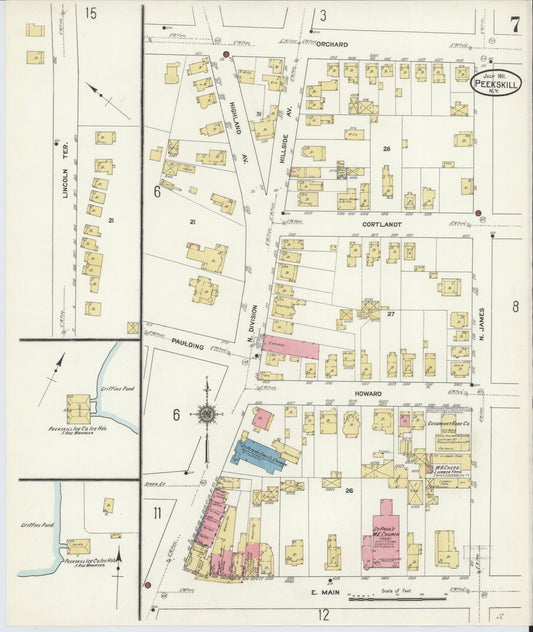 Sanborn Fire Insurance Map from Peekskill, Westchester County, New York (1911), Sheet #0007 - Historic Sanborn Fire Insurance Map Print, vintage old map wall art, antique decor, genealogy gift, New York New York map