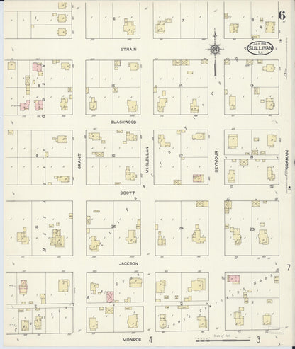 Sanborn Fire Insurance Map from Sullivan, Moultrie County, Illinois (1914), Sheet #0006 - Complete Map Set gallery image, historic Sanborn map, vintage wall art, Illinois Illinois