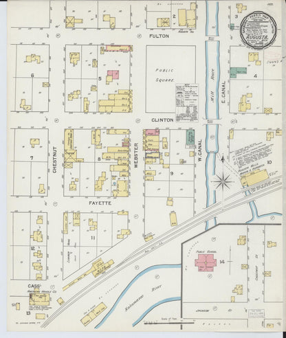 Sanborn Fire Insurance Map from Augusta, Kalamazoo County, Michigan (1892), Sheet #0001 - Historic Sanborn Fire Insurance Map Print, vintage old map wall art, antique decor, genealogy gift, Michigan Michigan map