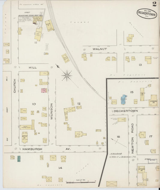 Sanborn Fire Insurance Map from Deckertown, Sussex County, New Jersey (1885), Sheet #0002 - Historic Sanborn Fire Insurance Map Print, vintage old map wall art, antique decor, genealogy gift, New Jersey New Jersey map