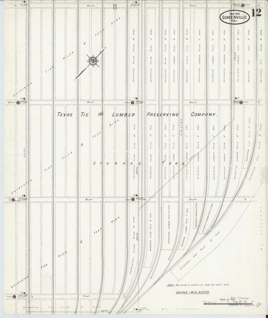 Sanborn Fire Insurance Map from Somerville, Burleson County, Texas (1910), Sheet #0012 - Historic Sanborn Fire Insurance Map Print, vintage old map wall art, antique decor, genealogy gift, Texas Texas map