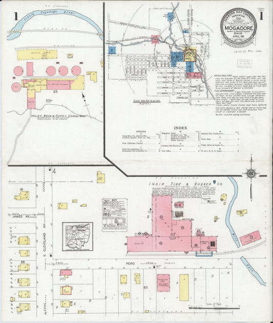 Sanborn Fire Insurance Map from Mogadore, Summit And Portage Counties, Ohio (1929), Sheet #0001 - Complete Map Set gallery image, historic Sanborn map, vintage wall art, Ohio Ohio