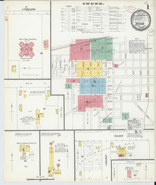 Sanborn Fire Insurance Map from Bryan, Williams County, Ohio (1899), Sheet #0001 - Historic Sanborn Fire Insurance Map Print, vintage old map wall art, antique decor, genealogy gift, Ohio Ohio map