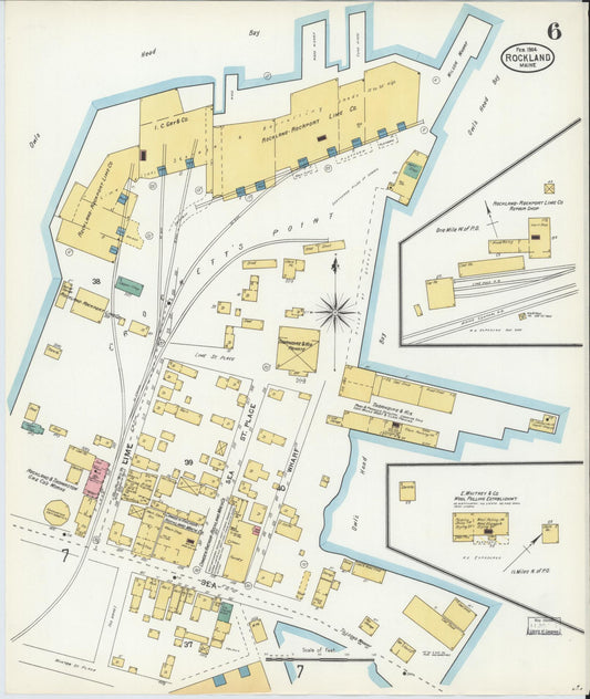 Sanborn Fire Insurance Map from Rockland, Knox County, Maine (1904), Sheet #0006 - Historic Sanborn Fire Insurance Map Print, vintage old map wall art, antique decor, genealogy gift, Maine Maine map