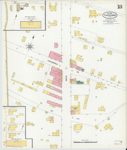 Sanborn Fire Insurance Map from Tuscaloosa, Tuscaloosa County, Alabama (1905), Sheet #0018 - Complete Map Set gallery image, historic Sanborn map, vintage wall art, Alabama Alabama