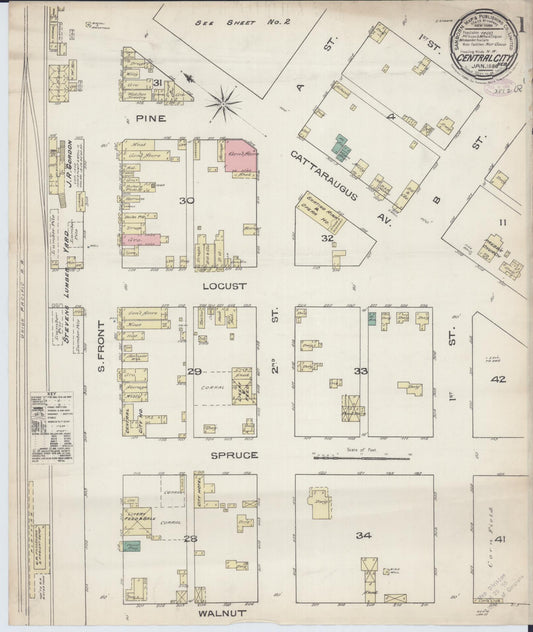 Sanborn Fire Insurance Map from Central City, Merrick County, Nebraska (1886), Sheet #0001 - Historic Sanborn Fire Insurance Map Print, vintage old map wall art, antique decor, genealogy gift, Nebraska Nebraska map