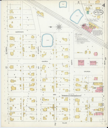 Sanborn Fire Insurance Map from Mount Olive, Macoupin County, Illinois (1905), Sheet #0004 - Complete Map Set gallery image, historic Sanborn map, vintage wall art, Illinois Illinois
