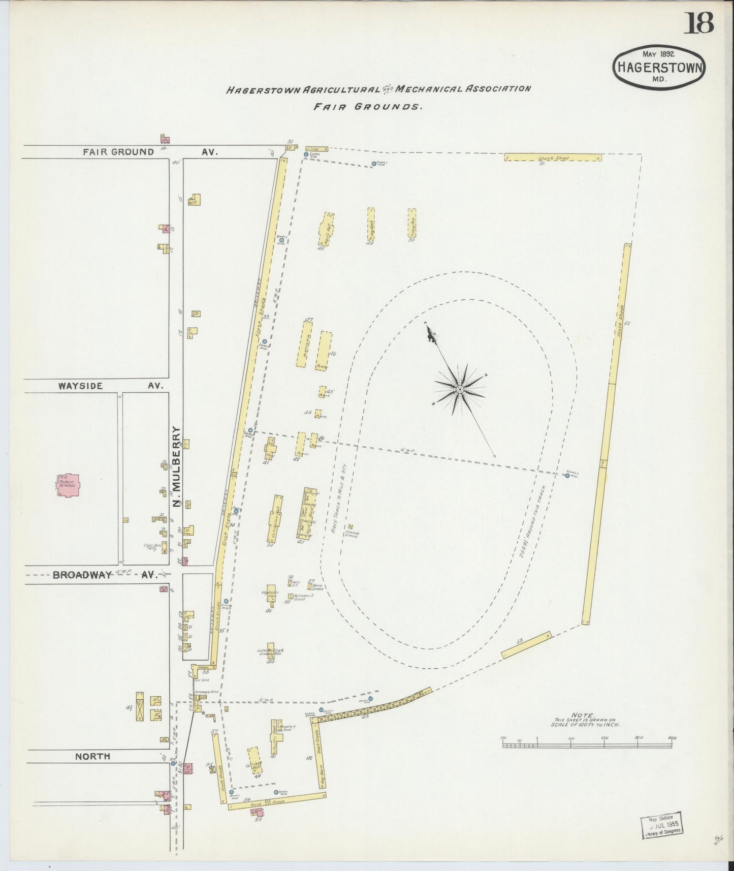 Washington, Maryland - 1892 - Sanborn Fire Insurance Map, Sheet #0018 - Historic Sanborn Fire Insurance Map Print, Washington Maryland 1892 0018 vintage old map wall art